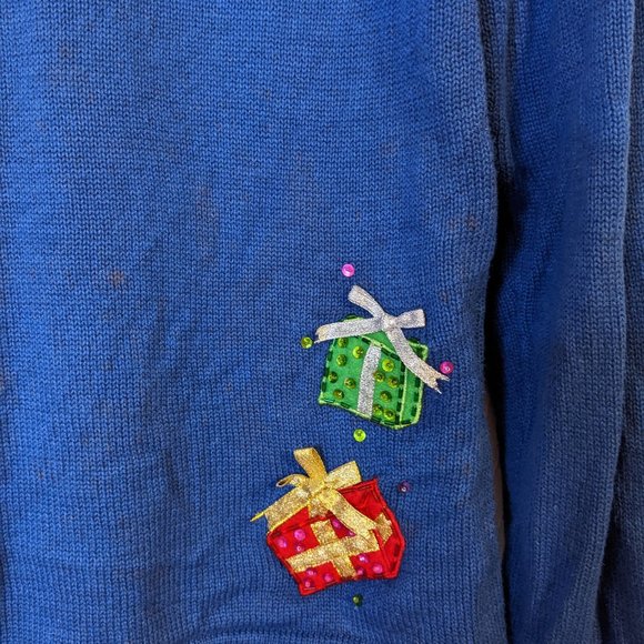 Heirloom Christmas Collection Snowman w/Gifts Beaded Applique Sweater - size L - Picture 8 of 10